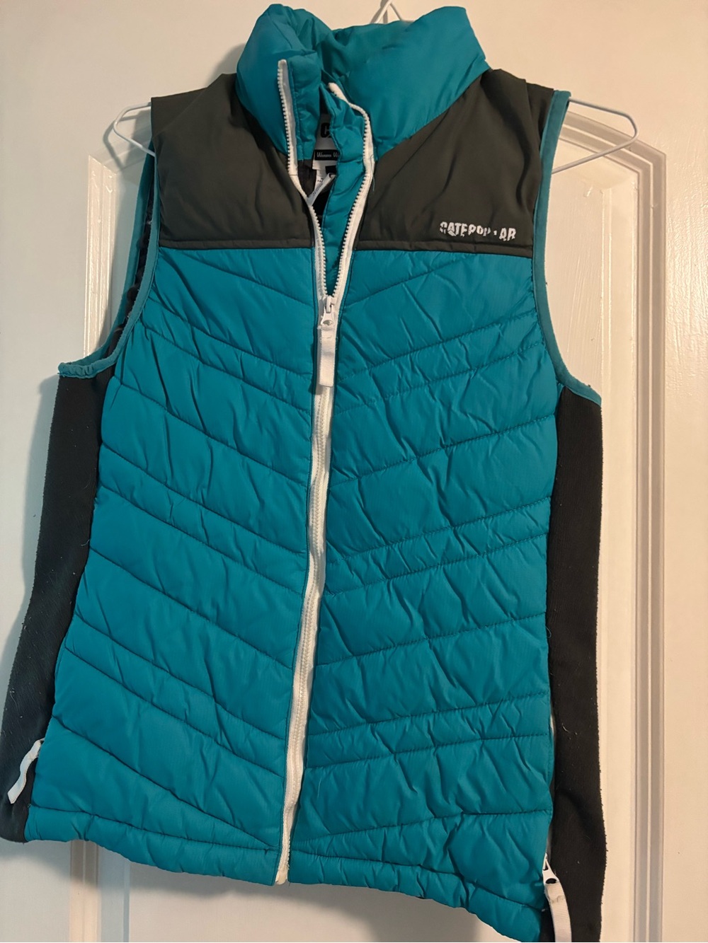 Caterpillar Teal and Black Quilted Puffer Vest
